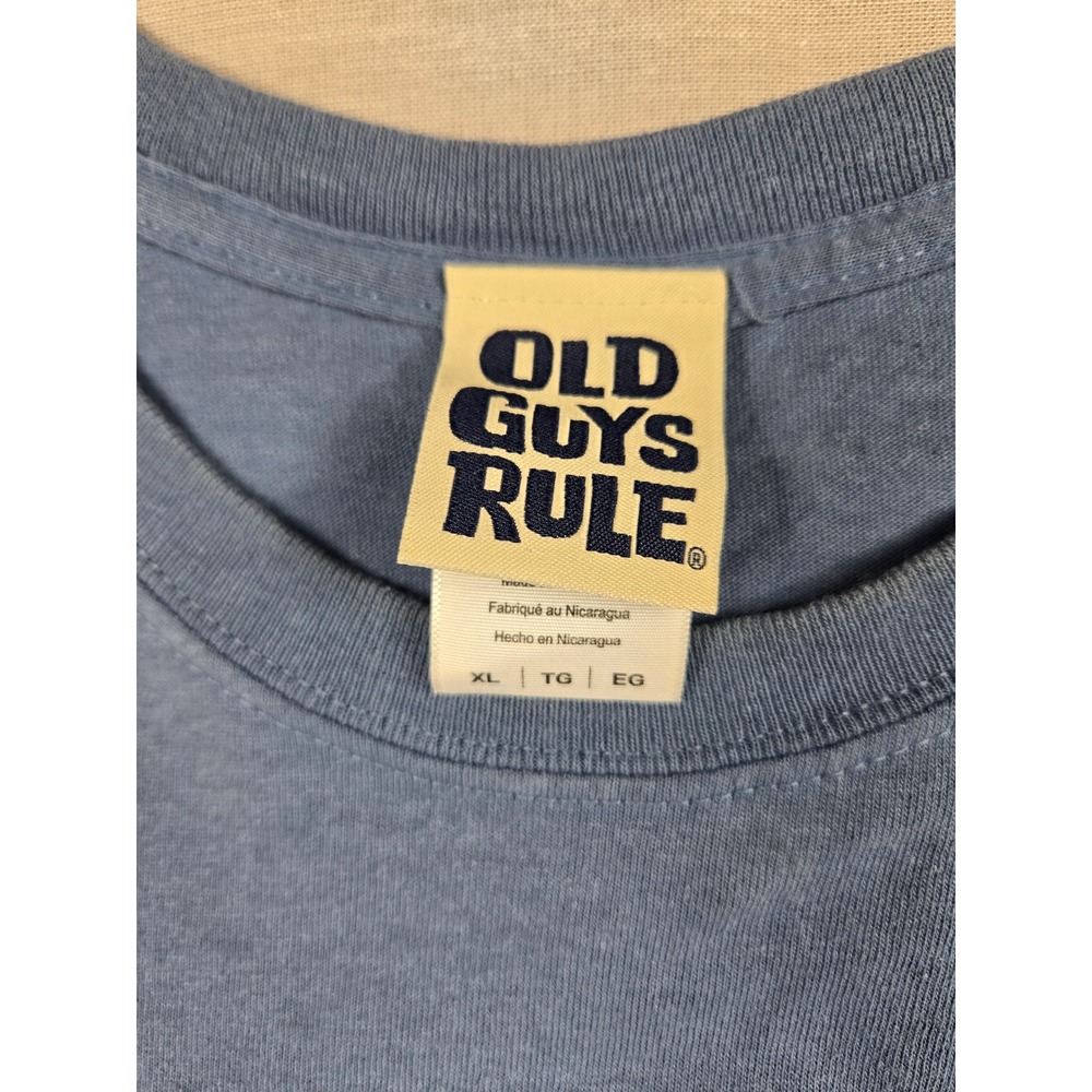 Old Guys Rule Mens XL Blue Golf Graphic T-Shirt Playing Through Life Cotton Tee - Picture 2 of 8